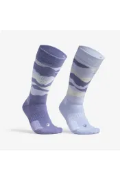 Wandelsokken sh500 mid paars wit
