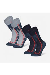 Warme wandelsokken sh500 mid voor kinderen blauw en grijs 2 paar