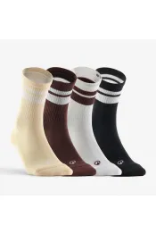 Hoge sportsokken rs 300 voor kinderen beige bruin wit set van 4 paar